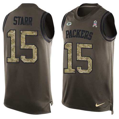 Nike Packers #15 Bart Starr Green Men's Stitched NFL Limited Salute To Service Tank Top Jersey - Click Image to Close